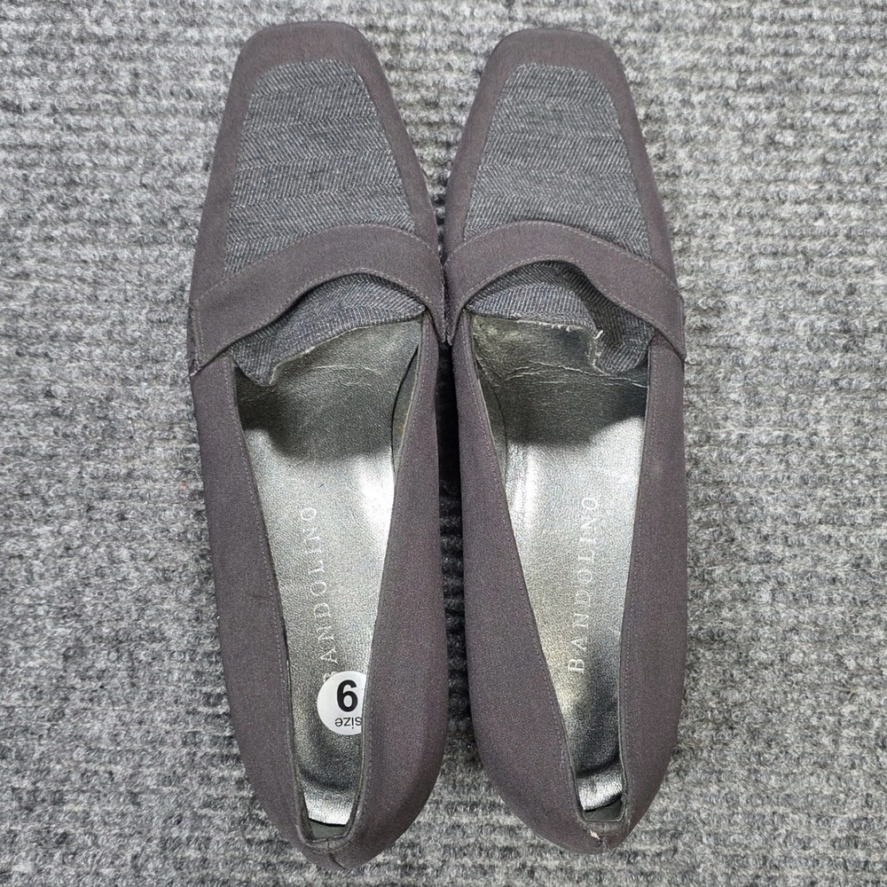 Bandolino Loafer Pumps Women's Size 9N Gray Herringbone Square Toe Block Heel - Picture 7 of 9